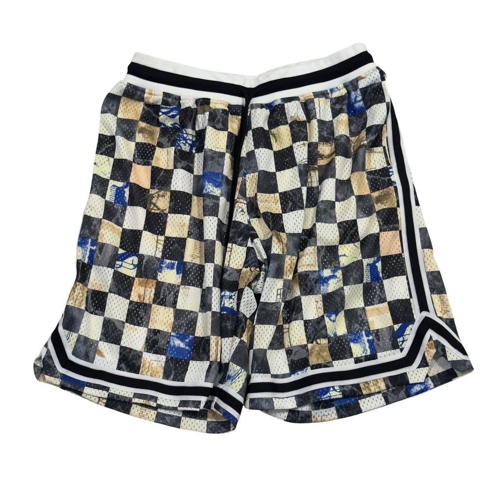 John Elliott Men's Size 2 (Medium) Union Square Checkerboard 8" Mesh Game Shorts
